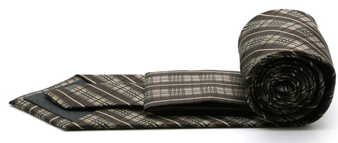 Mens Dads Classic Brown Striped Pattern Business Casual Necktie & Hanky Set JO-9