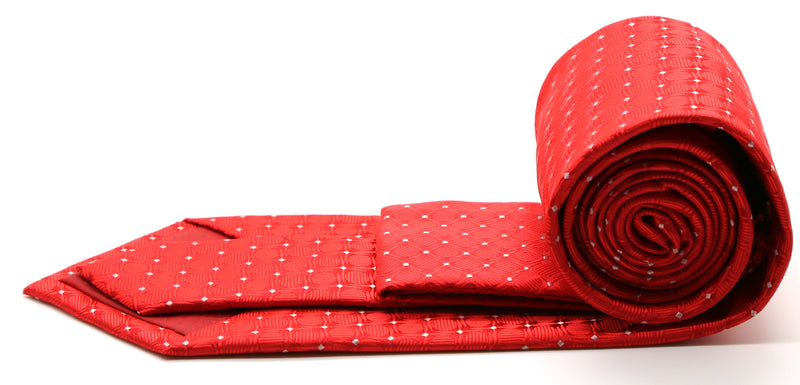 Mens Dads Classic Red Geometric Pattern Business Casual Necktie & Hanky Set K-8 - FHYINC best men's suits, tuxedos, formal men's wear wholesale