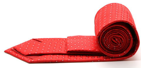 Mens Dads Classic Red Geometric Pattern Business Casual Necktie & Hanky Set K-8