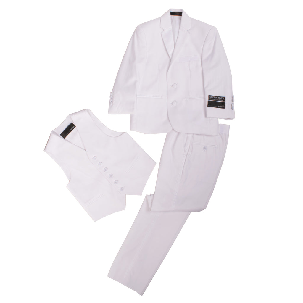 Boys White KTUX 3pc Premium Tuxedo Suit - FHYINC best men