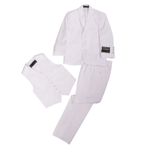 Boys White KTUX 3pc Premium Tuxedo Suit
