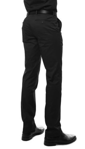 Zonettie Kilo Black Straight Leg Chino Pants - FHYINC best men's suits, tuxedos, formal men's wear wholesale