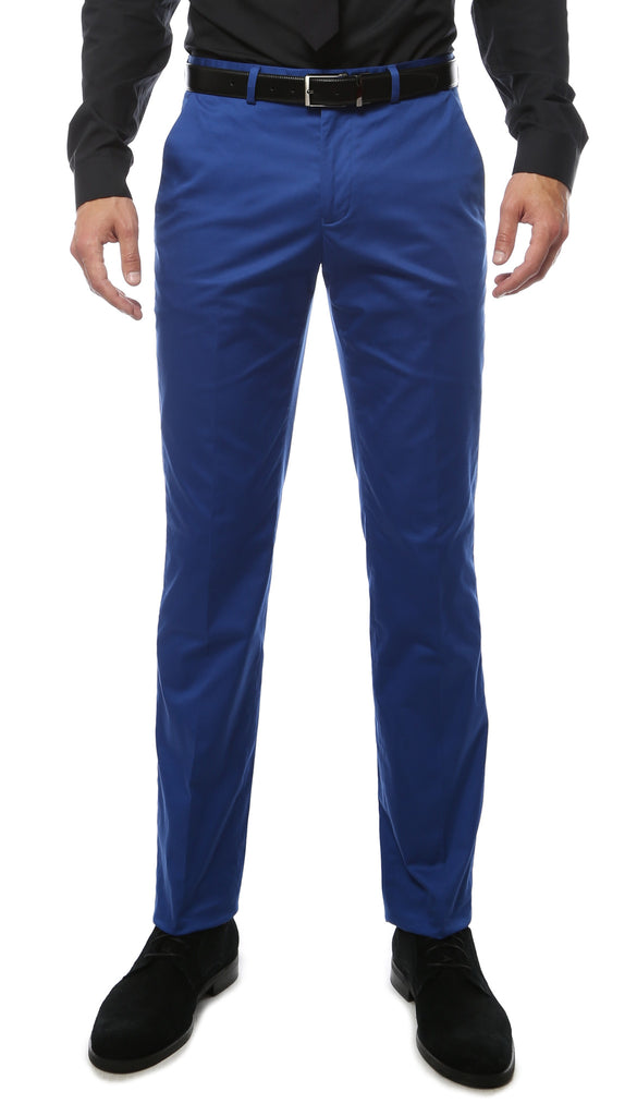 Zonettie Kilo Royal Blue Straight Leg Chino Pants - FHYINC best men