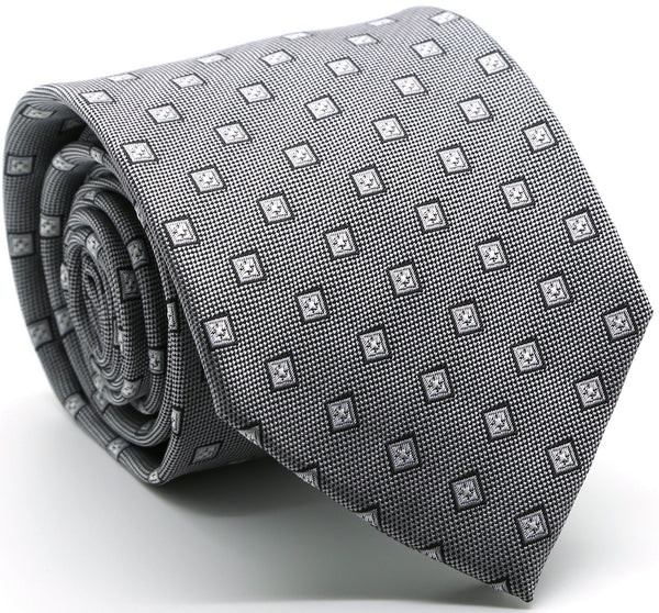 Mens Dads Classic Grey Geometric Pattern Business Casual Necktie & Hanky Set KO-3 - FHYINC best men's suits, tuxedos, formal men's wear wholesale