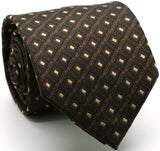 Mens Dads Classic Brown Geometric Pattern Business Casual Necktie & Hanky Set KO-9 - FHYINC best men's suits, tuxedos, formal men's wear wholesale