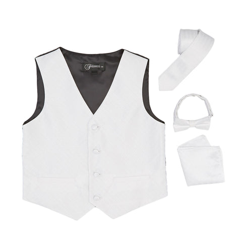 Premium Boys White Diamond Vest 300 Set