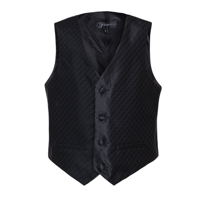 Ferrecci Boys 300 Series Vest Set Black - FHYINC best men's suits, tuxedos, formal men's wear wholesale