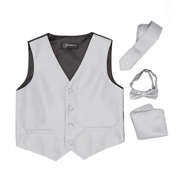 Premium Boys Silver Diamond Vest 300 Set - FHYINC