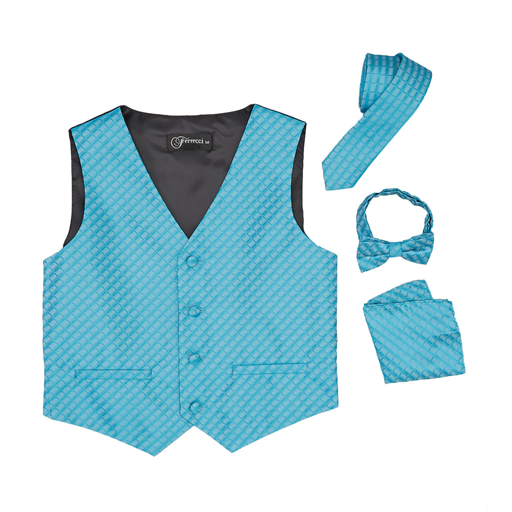 Premium Boys Turquoise Diamond Vest 300 Set - FHYINC