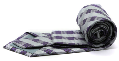 Mens Dads Classic Grey Stripe Pattern Business Casual Necktie & Hanky Set L-3