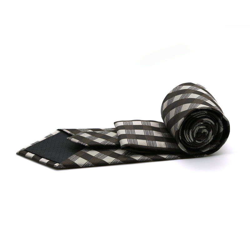 Mens Dads Classic Brown Stripe Pattern Business Casual Necktie & Hanky Set L-4 - FHYINC best men's suits, tuxedos, formal men's wear wholesale