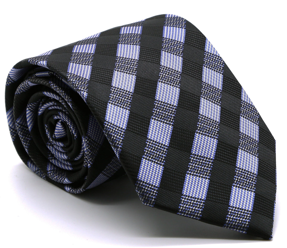 Mens Dads Classic Navy Stripe Pattern Business Casual Necktie & Hanky Set L-6 - FHYINC best men's suits, tuxedos, formal men's wear wholesale