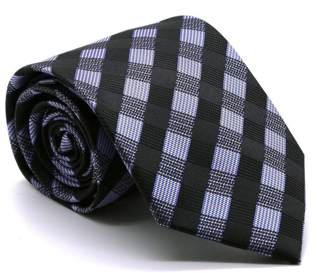 Mens Dads Classic Navy Stripe Pattern Business Casual Necktie & Hanky Set L-6 - FHYINC best men