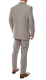 Lazio Taupe Grey 3pc Vested Slim Fit Plaid Suit - FHYINC best men's suits, tuxedos, formal men's wear wholesale