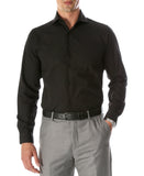 Leo Mens Black Slim Fit Cotton Dress Shirt - FHYINC best men's suits, tuxedos, formal men's wear wholesale
