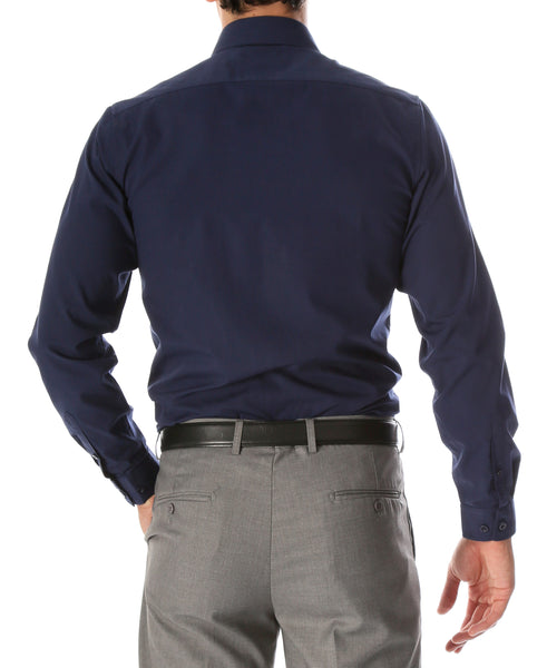 Leo Mens Navy Slim Fit Cotton Dress Shirt - FHYINC best men's suits, tuxedos, formal men's wear wholesale