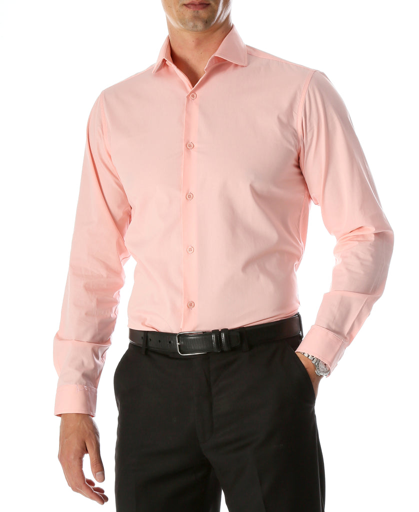 Leo Mens Pink Slim Fit Cotton Dress Shirt - FHYINC best men