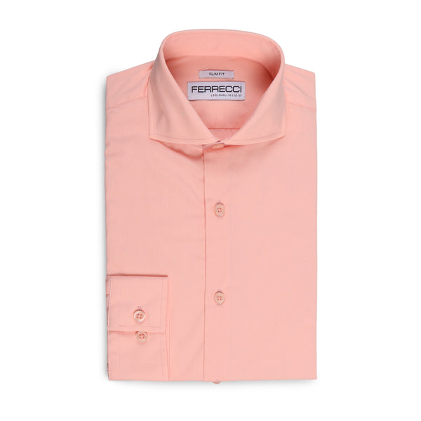 Leo Mens Pink Slim Fit Cotton Dress Shirt - FHYINC best men's suits, tuxedos, formal men's wear wholesale