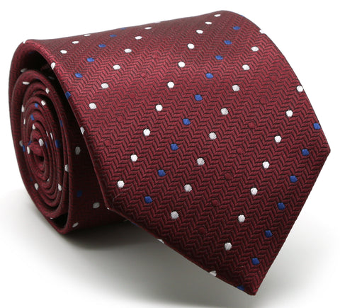 Mens Dads Classic Red Geometric Pattern Business Casual Necktie & Hanky Set LO-5