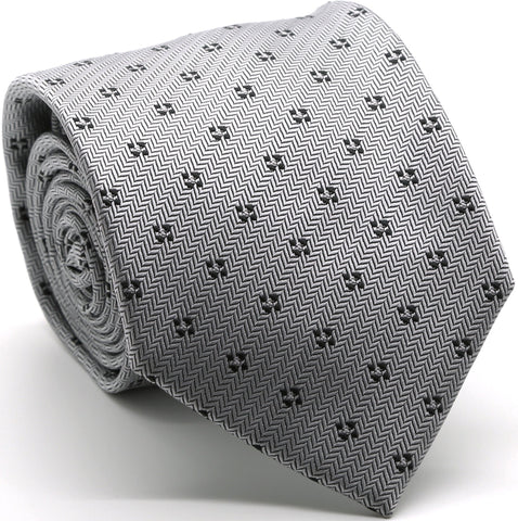 Mens Dads Classic Grey Geometric Pattern Business Casual Necktie & Hanky Set LO-7