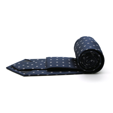 Mens Dads Classic Navy Geometric Pattern Business Casual Necktie & Hanky Set LO-8