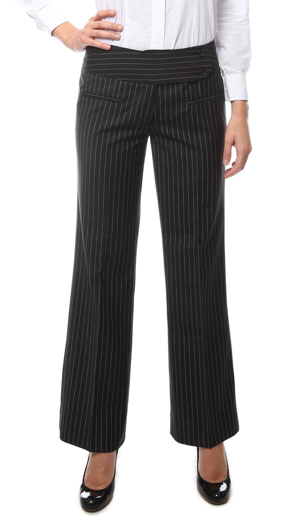 Womens 2789 Black Pinstripe Dress Pants - FHYINC best men