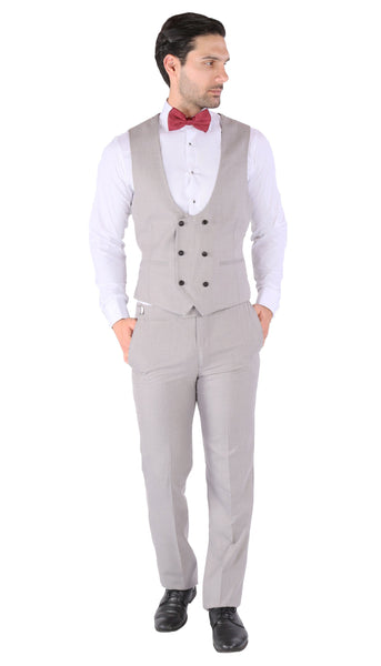 Luna 3pc Slim Fit Grey Peak Lapel Tuxedo - FHYINC best men's suits, tuxedos, formal men's wear wholesale