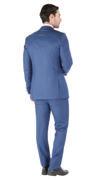 Luna 3pc Slim Fit Indigo Blue Peak Lapel Tuxedo - FHYINC best men's suits, tuxedos, formal men's wear wholesale