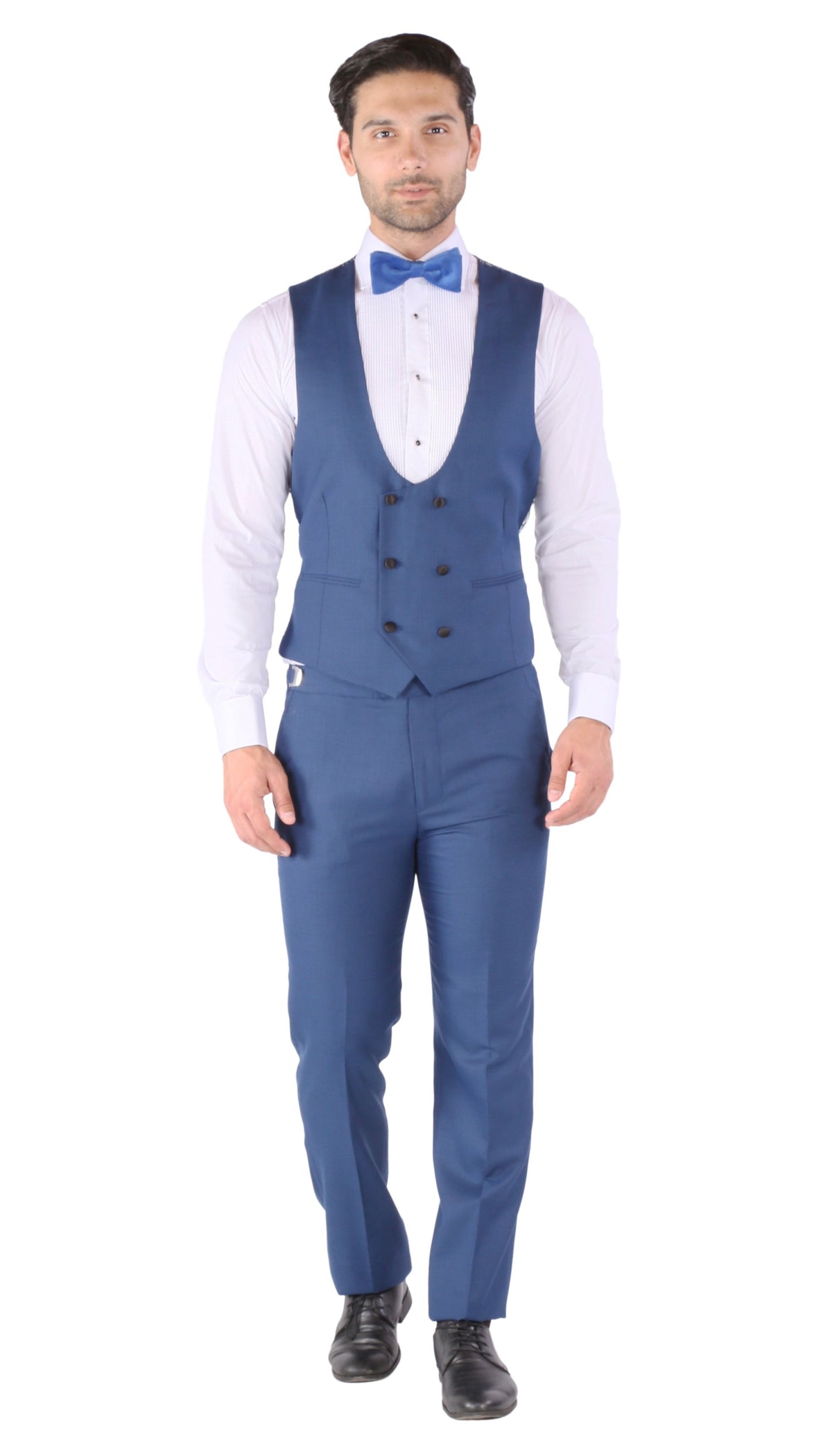 Luna 3pc Slim Fit Indigo Blue Peak Lapel Tuxedo - FHYINC best men's suits, tuxedos, formal men's wear wholesale