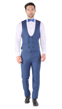Luna 3pc Slim Fit Indigo Blue Peak Lapel Tuxedo - FHYINC best men's suits, tuxedos, formal men's wear wholesale