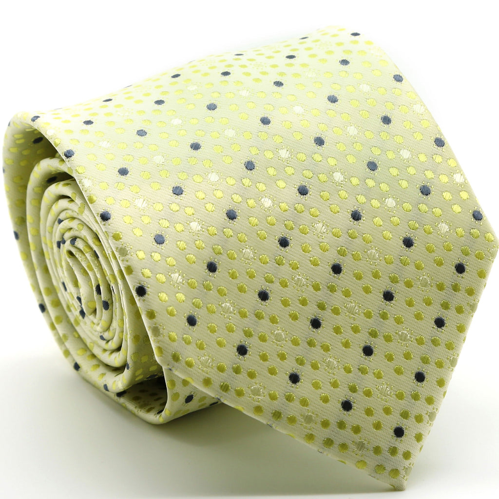 Mens Dads Classic Yellow Dot Pattern Business Casual Necktie & Hanky Set M-1 - FHYINC best men