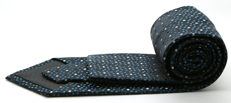 Mens Dads Classic Black/Blue Dot Pattern Business Casual Necktie & Hanky Set M-12 - FHYINC best men's suits, tuxedos, formal men's wear wholesale