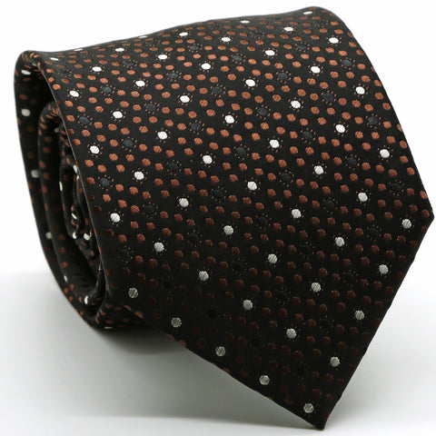 Mens Dads Classic Brown Dot Pattern Business Casual Necktie & Hanky Set M-2