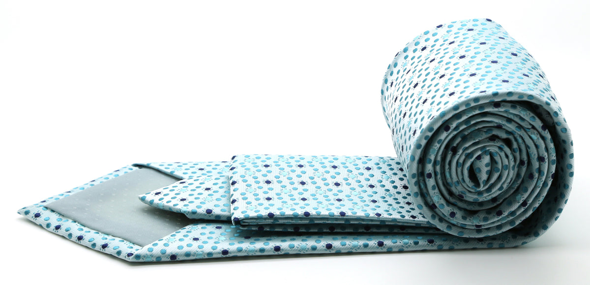 Mens Dads Classic Turquoise Dot Pattern Business Casual Necktie & Hanky Set M-4 - FHYINC best men's suits, tuxedos, formal men's wear wholesale