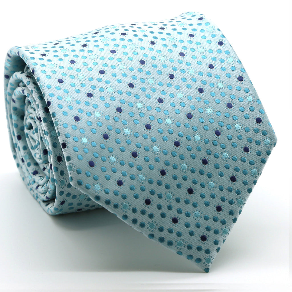Mens Dads Classic Turquoise Dot Pattern Business Casual Necktie & Hanky Set M-4 - FHYINC best men