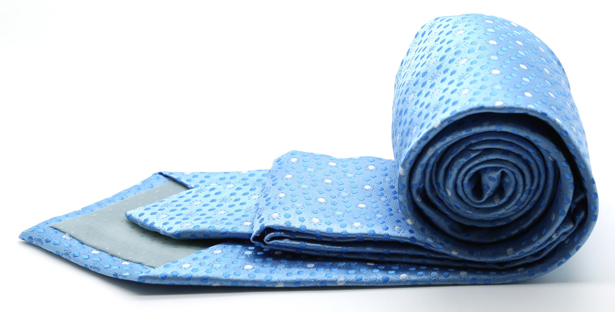 Mens Dads Classic Blue Dot Pattern Business Casual Necktie & Hanky Set M-5 - FHYINC best men's suits, tuxedos, formal men's wear wholesale