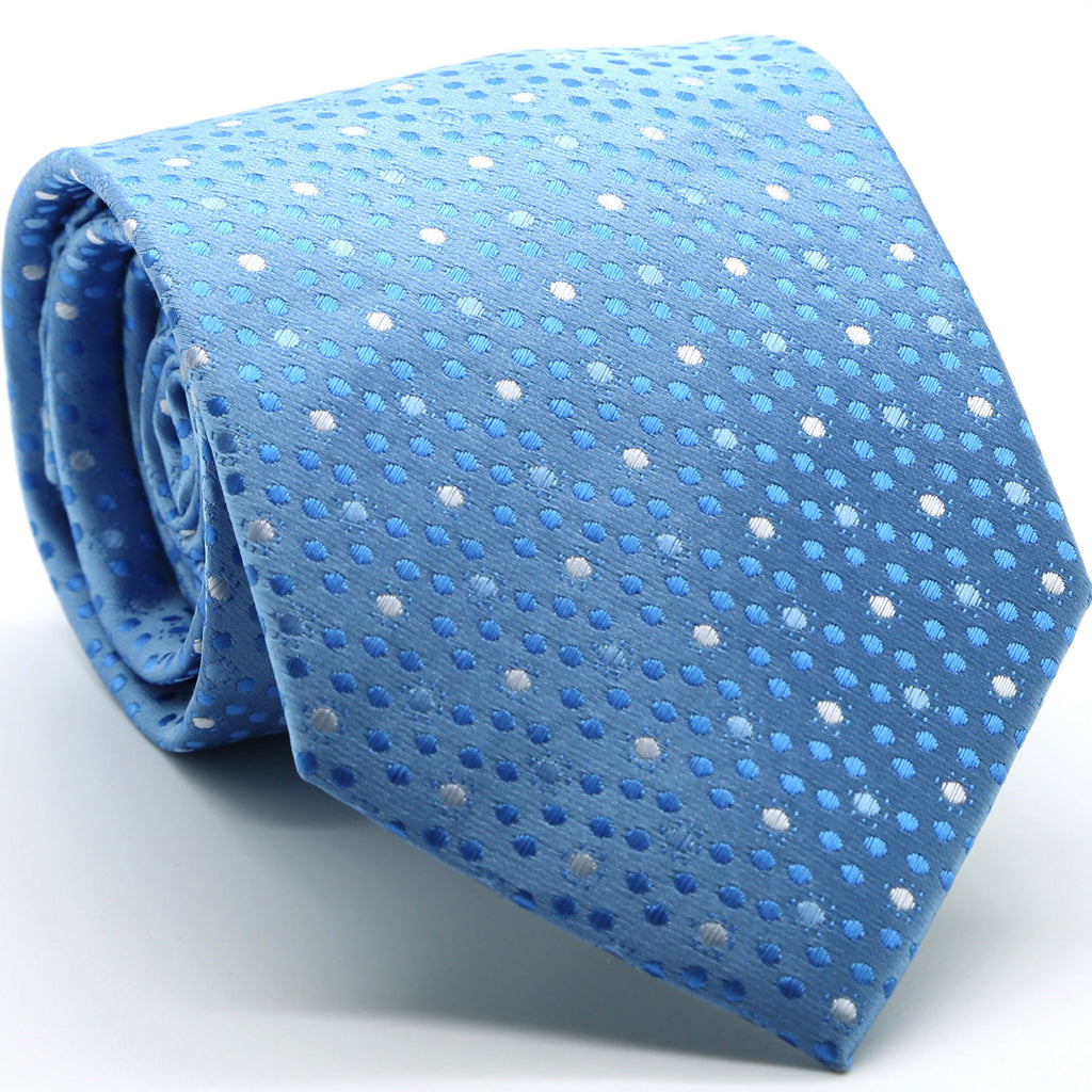 Mens Dads Classic Blue Dot Pattern Business Casual Necktie & Hanky Set M-5 - FHYINC best men