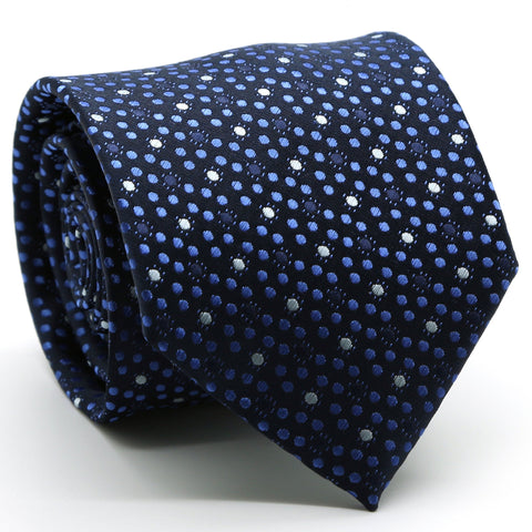 Mens Dads Classic Navy Dot Pattern Business Casual Necktie & Hanky Set M-8