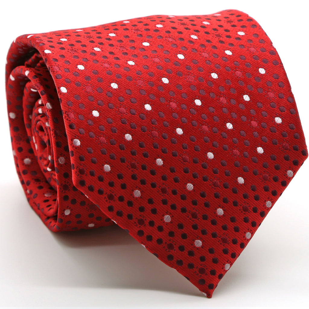 Mens Dads Classic Red Dot Pattern Business Casual Necktie & Hanky Set M-9 - FHYINC best men
