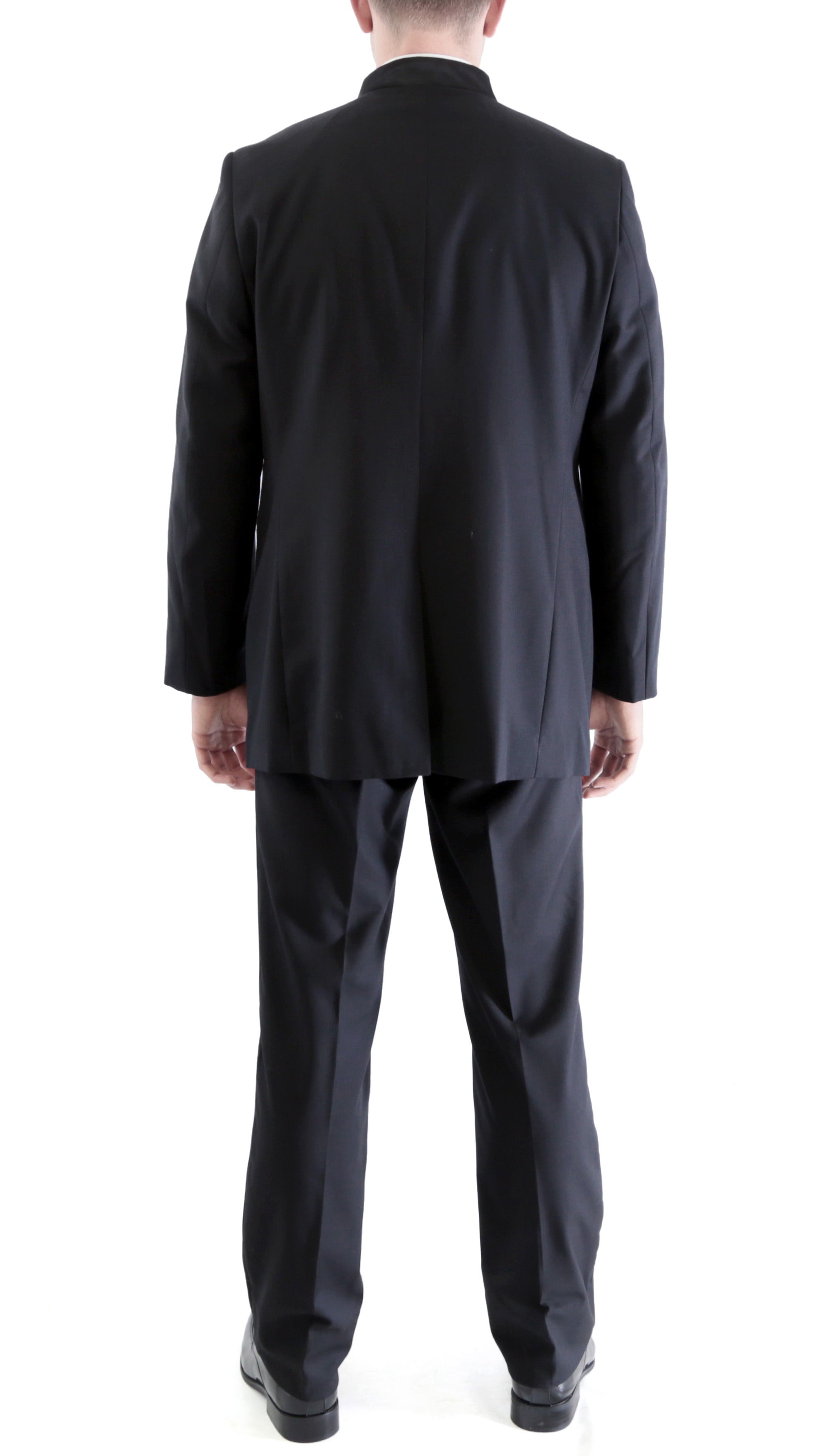 Wholesale Mandarin Collar Suit - 2 Piece - Black | FERRECCI