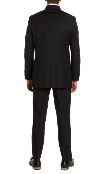 Mandarin Collar Suit - 2 Piece - Black - FHYINC best men's suits, tuxedos, formal men's wear wholesale