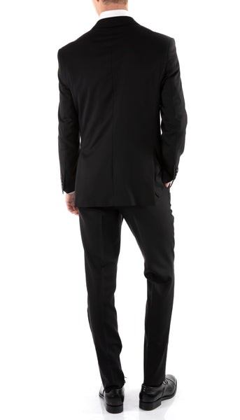 Mason Black Men's Premium 2pc Premium Wool Slim Fit Suit - FHYINC best men's suits, tuxedos, formal men's wear wholesale