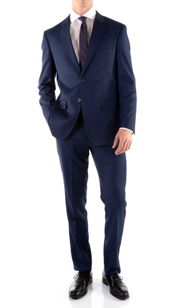 Mason Navy Men's Premium 2pc Premium Wool Slim Fit Suit - FHYINC best men's suits, tuxedos, formal men's wear wholesale