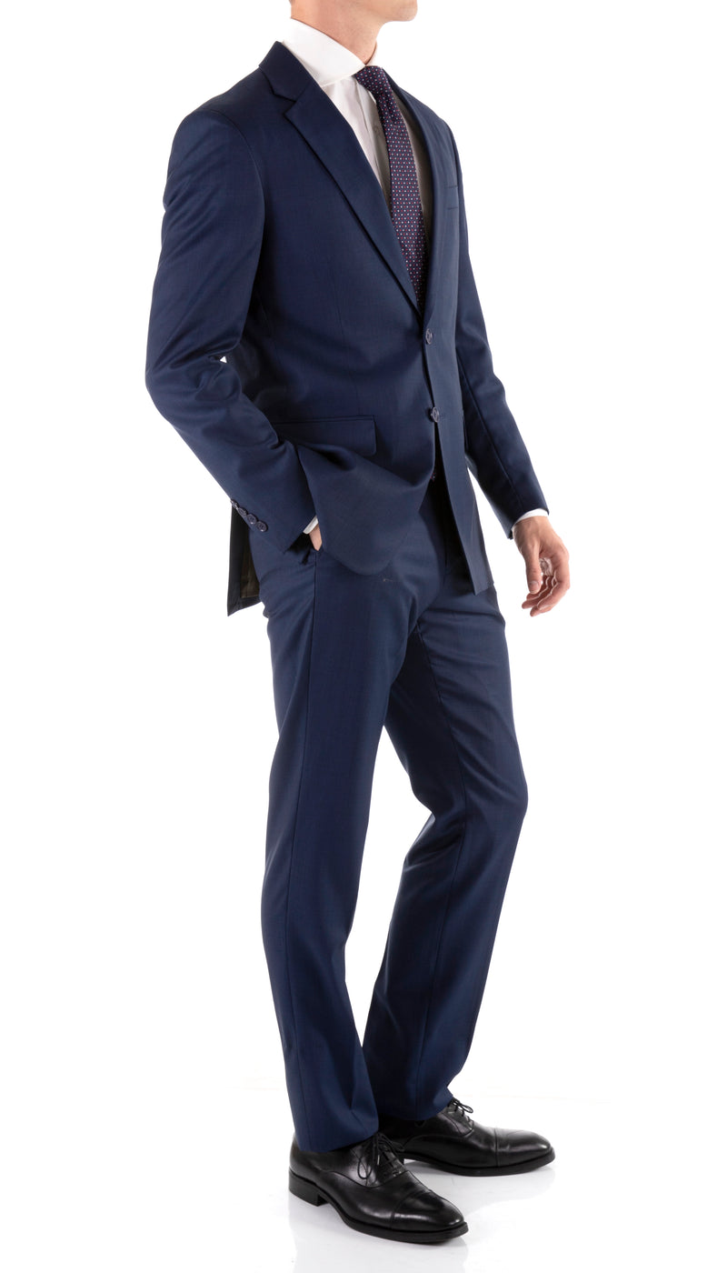 Mason Navy Men's Premium 2pc Premium Wool Slim Fit Suit - FHYINC best men's suits, tuxedos, formal men's wear wholesale