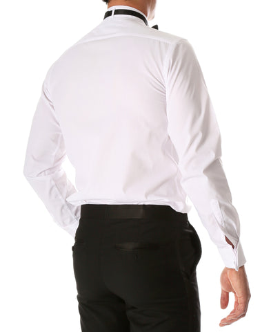 Ferrecci Men's Max White Slim Fit Wing Tip Collar Pleated Tuxedo Shirt
