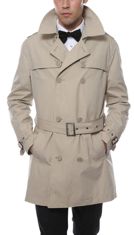 Premium Mens Mayfair Classic Fit Tan Trench Coat