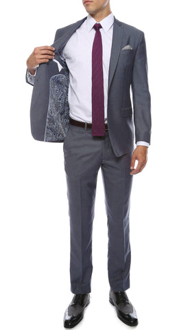 Milano Mens Grey Slim Fit Peak Lapel 2pc Suit