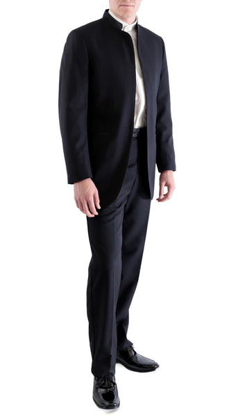Ferrecci MIRAGE Mandarin Collar 2pc Tuxedo - Black - FHYINC best men's suits, tuxedos, formal men's wear wholesale