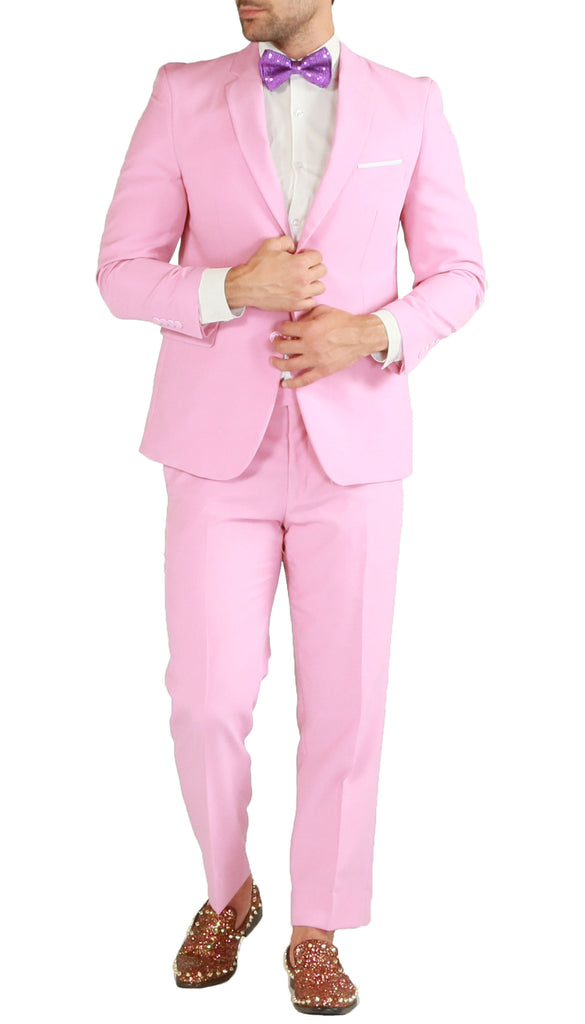 PL1969 Mens Pink Slim Fit 2pc Suit - FHYINC best men