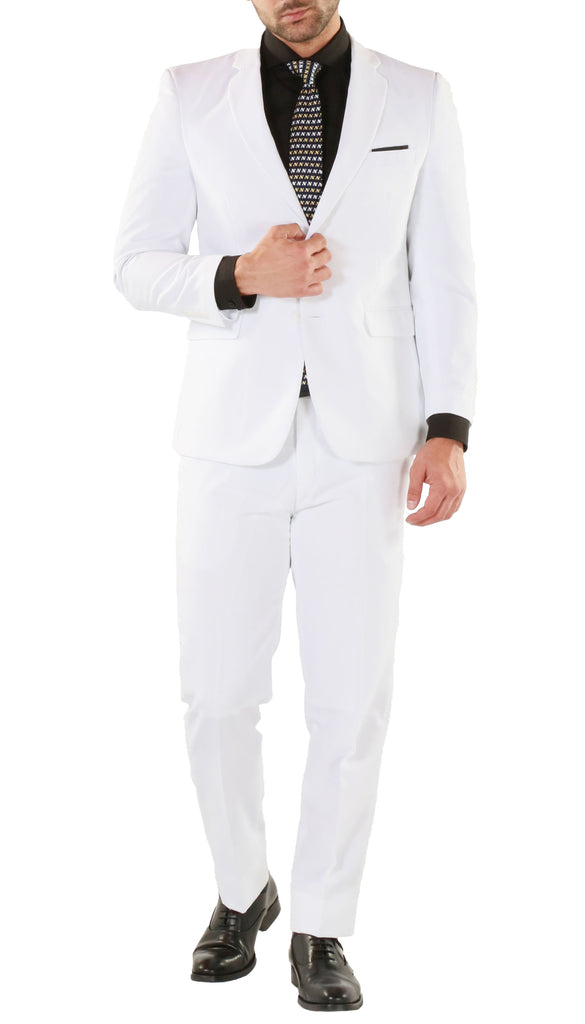 PL1969 Mens White Slim Fit 2pc Suit - FHYINC best men